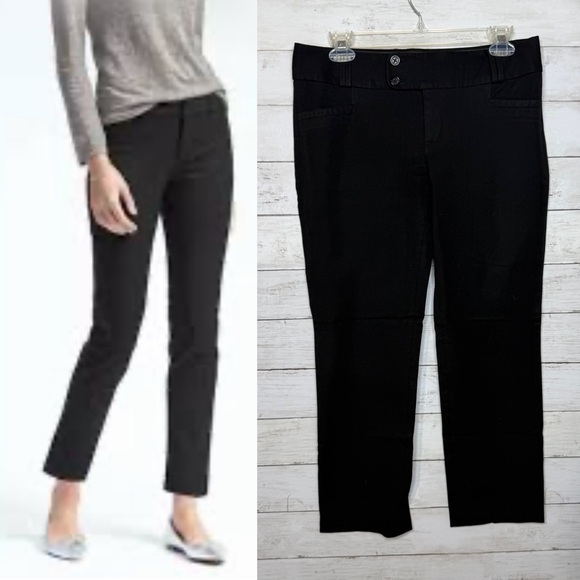Banana Republic The Sloan Fit Ankle Cropped Black Pants Size 6 Stretch - Picture 1 of 5